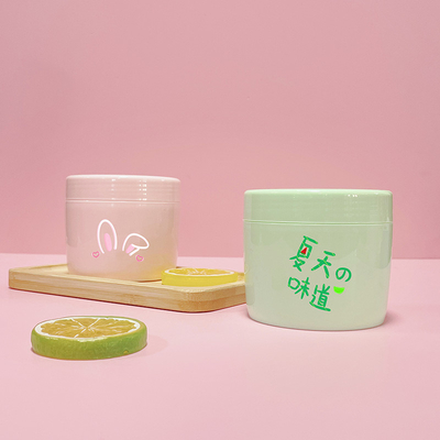 Ecoの友好的なピンクの緑の化粧品の瓶はバター表面クリームの容器8ozをごしごし洗う